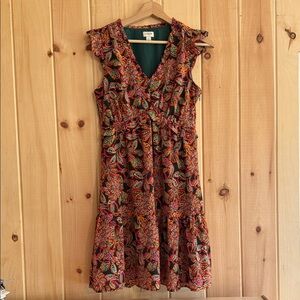 J. Crew Floral Ruffle Detail V-Neck Dress